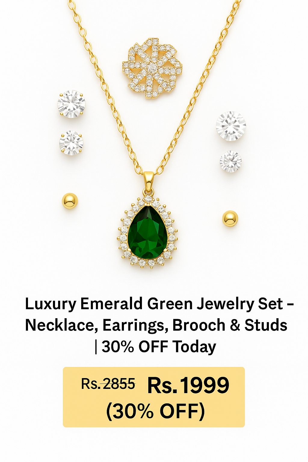 Elegant Teardrop Pendant Necklace & Earring Gift Set – Silver Plated